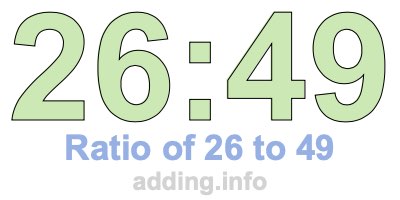 Ratio of 26 to 49 Ratio of 26 to 49