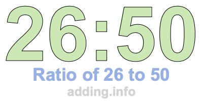 Ratio of 26 to 50 Ratio of 26 to 50