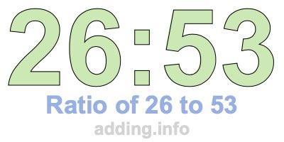 Ratio of 26 to 53 Ratio of 26 to 53