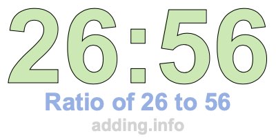 Ratio of 26 to 56 Ratio of 26 to 56