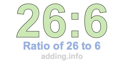 Ratio of 26 to 6 Ratio of 26 to 6