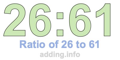 Ratio of 26 to 61 Ratio of 26 to 61
