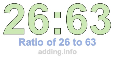 Ratio of 26 to 63 Ratio of 26 to 63