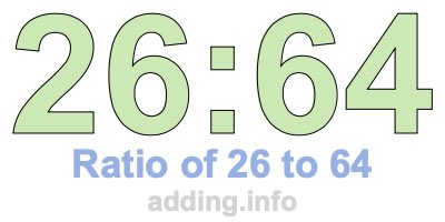 Ratio of 26 to 64 Ratio of 26 to 64