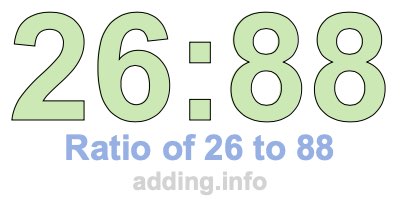 Ratio of 26 to 88 Ratio of 26 to 88