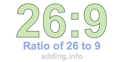 Ratio of 26 to 9 Ratio of 26 to 9