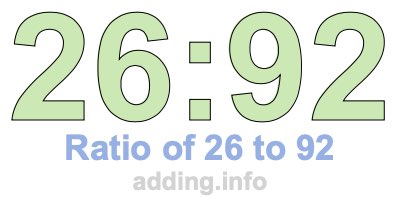 Ratio of 26 to 92 Ratio of 26 to 92