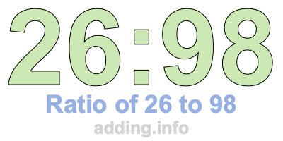 Ratio of 26 to 98 Ratio of 26 to 98