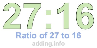 Ratio of 27 to 16 Ratio of 27 to 16