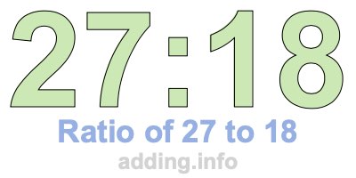Ratio of 27 to 18 Ratio of 27 to 18