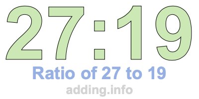 Ratio of 27 to 19 Ratio of 27 to 19