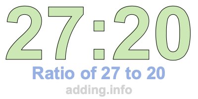 Ratio of 27 to 20 Ratio of 27 to 20