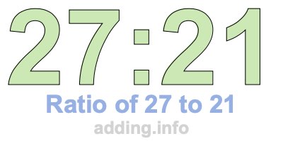 Ratio of 27 to 21 Ratio of 27 to 21