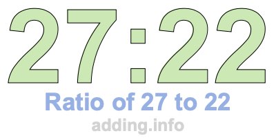 Ratio of 27 to 22 Ratio of 27 to 22