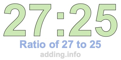 Ratio of 27 to 25 Ratio of 27 to 25
