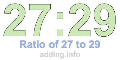 Ratio of 27 to 29 Ratio of 27 to 29