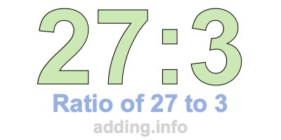 Ratio of 27 to 3 Ratio of 27 to 3