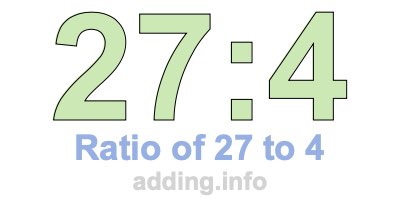 Ratio of 27 to 4 Ratio of 27 to 4