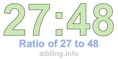 Ratio of 27 to 48 Ratio of 27 to 48