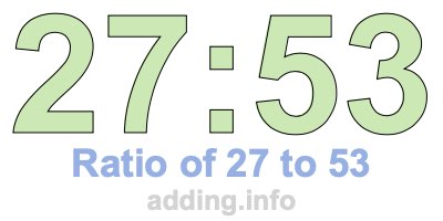 Ratio of 27 to 53 Ratio of 27 to 53
