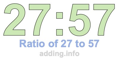 Ratio of 27 to 57 Ratio of 27 to 57