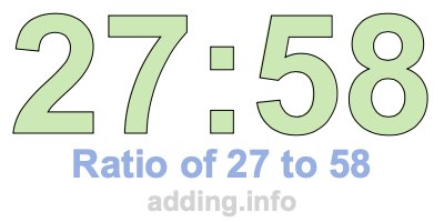 Ratio of 27 to 58 Ratio of 27 to 58