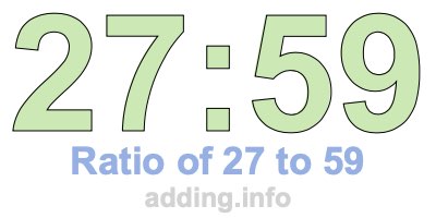 Ratio of 27 to 59 Ratio of 27 to 59