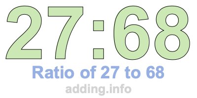 Ratio of 27 to 68 Ratio of 27 to 68