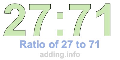 Ratio of 27 to 71
