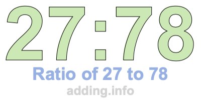 Ratio of 27 to 78 Ratio of 27 to 78