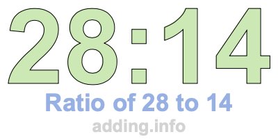 Ratio of 28 to 14 Ratio of 28 to 14