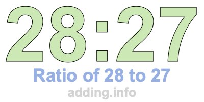 Ratio of 28 to 27 Ratio of 28 to 27