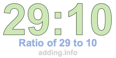 Ratio of 29 to 10 Ratio of 29 to 10