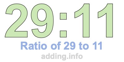 Ratio of 29 to 11 Ratio of 29 to 11