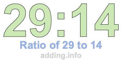 Ratio of 29 to 14 Ratio of 29 to 14