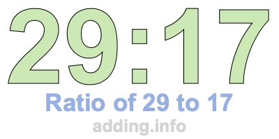 Ratio of 29 to 17