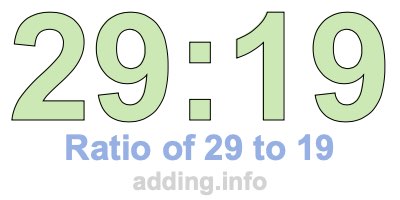 Ratio of 29 to 19