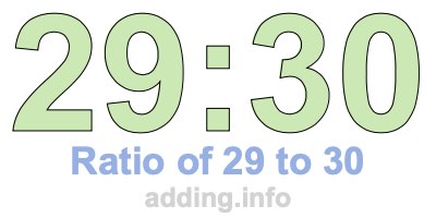 Ratio of 29 to 30 Ratio of 29 to 30