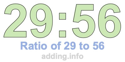 Ratio of 29 to 56