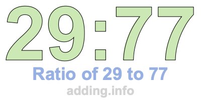 Ratio of 29 to 77 Ratio of 29 to 77