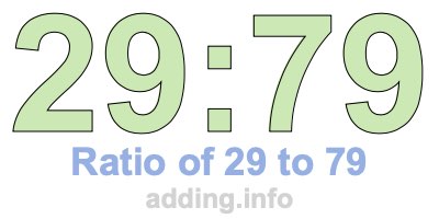 Ratio of 29 to 79 Ratio of 29 to 79