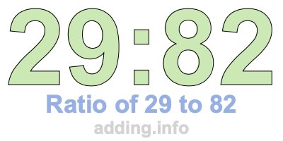 Ratio of 29 to 82 Ratio of 29 to 82