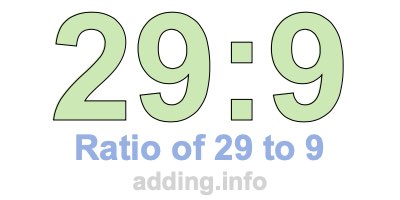 Ratio of 29 to 9 Ratio of 29 to 9