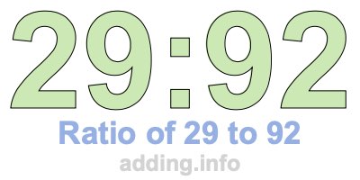 Ratio of 29 to 92 Ratio of 29 to 92