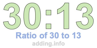 Ratio of 30 to 13 Ratio of 30 to 13