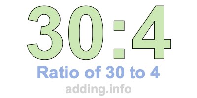 Ratio of 30 to 4 Ratio of 30 to 4