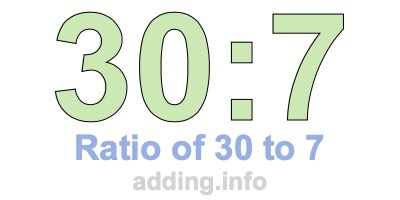 Ratio of 30 to 7 Ratio of 30 to 7