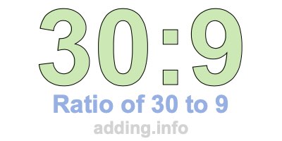 Ratio of 30 to 9 Ratio of 30 to 9