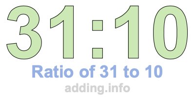 Ratio of 31 to 10 Ratio of 31 to 10