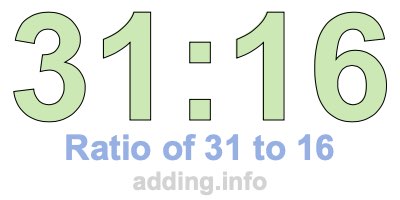 Ratio of 31 to 16